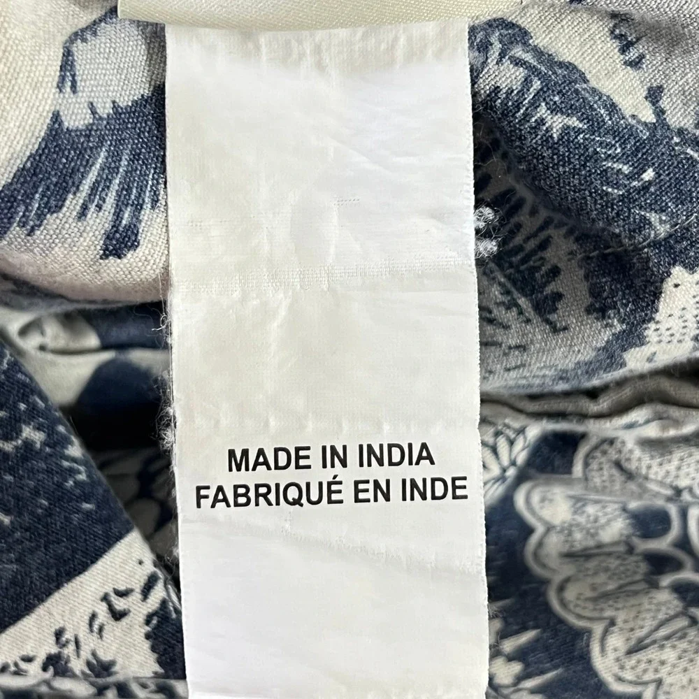 Pottery Barn Ari Elephant Toile Print King Duvet Cover Cotton Linen Blue Boho